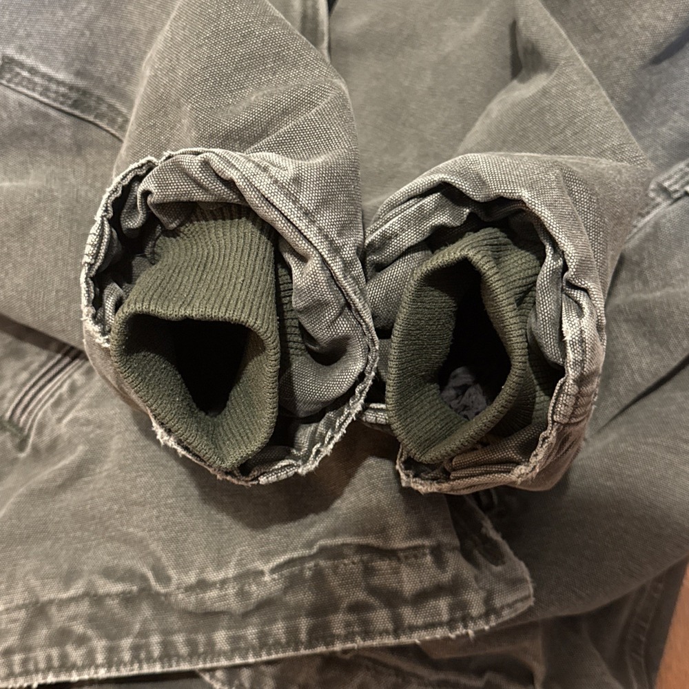 Y2K Carhartt J141 MOS green hooded work wear jacket Sherpa 2XL Rare - Picture 12 of 12